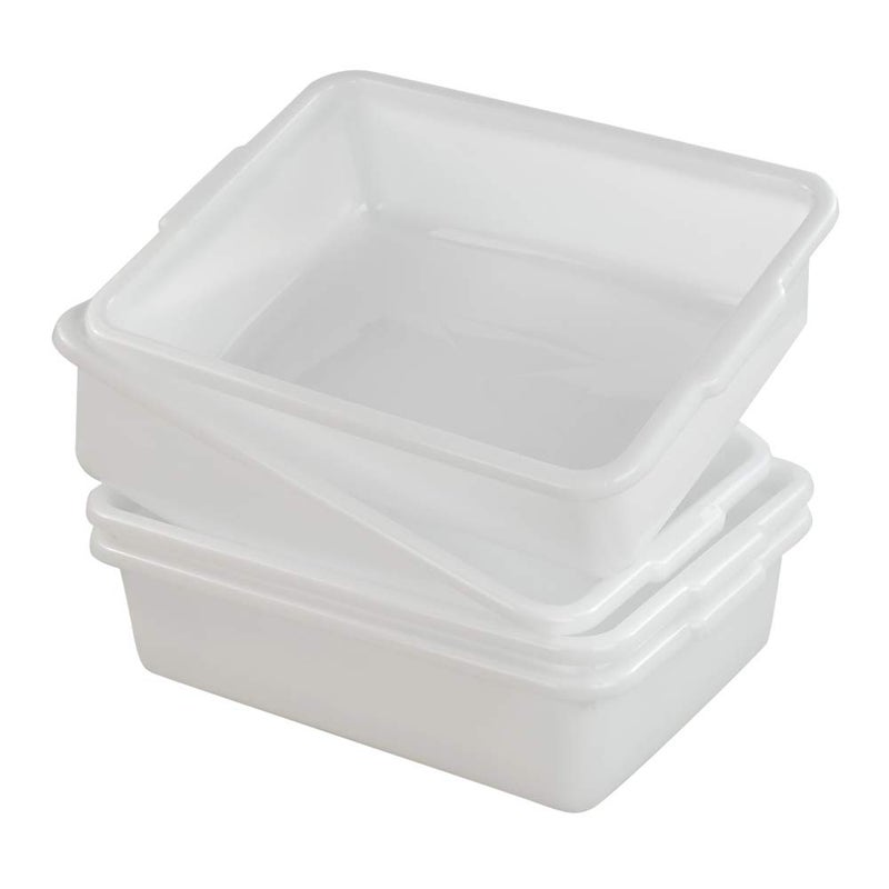 AnnkkyUS 4-pack Bus Tubs Commercial, 8 L White Plastic Wash Basin Bus Box - Image 1
